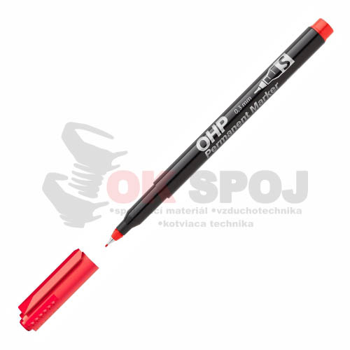 Permanentný OHP popisovač S D10, červený